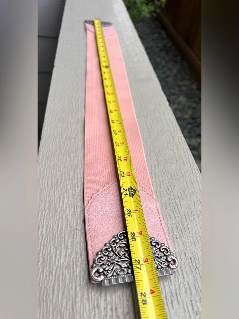 Y2K Pink Wide Stretch Waist Belt Silver Filigree Buckle Boho OS Fairy Festival S